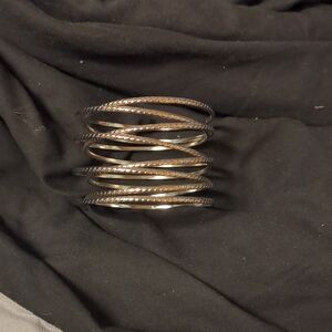 Silver Spiral Bangle Bracelet
